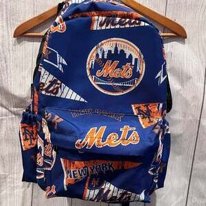 New York Mets All Over Print Backpack Bookbag MLB Blue Adjustable Straps READ